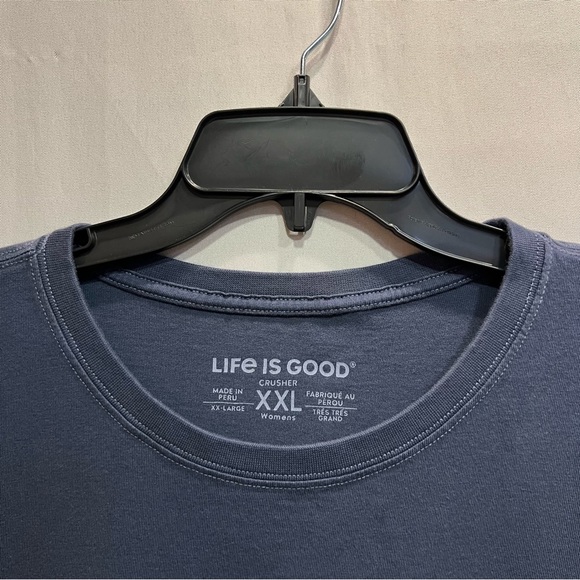 Life Is Good Blue Long Sleeve Crusher Crewneck Tee Holiday Graphic Size XXL - Picture 4 of 9